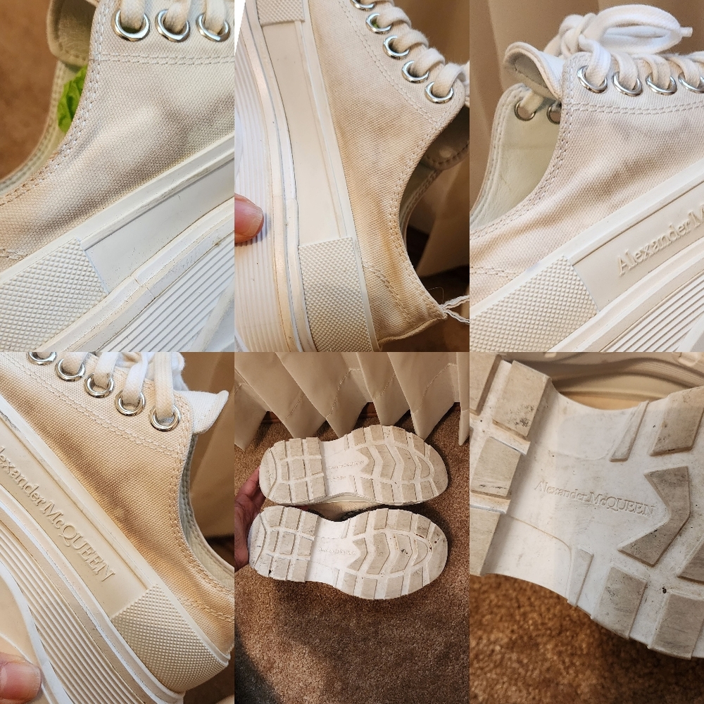Alexander McQueen Cream Platform Lace-Up Sneakers for Women - Picture 15 of 16